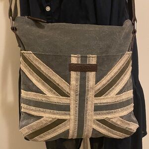 Bella Taylor Vintage Style Cotton& leather Crossbody Bag. Unisex
